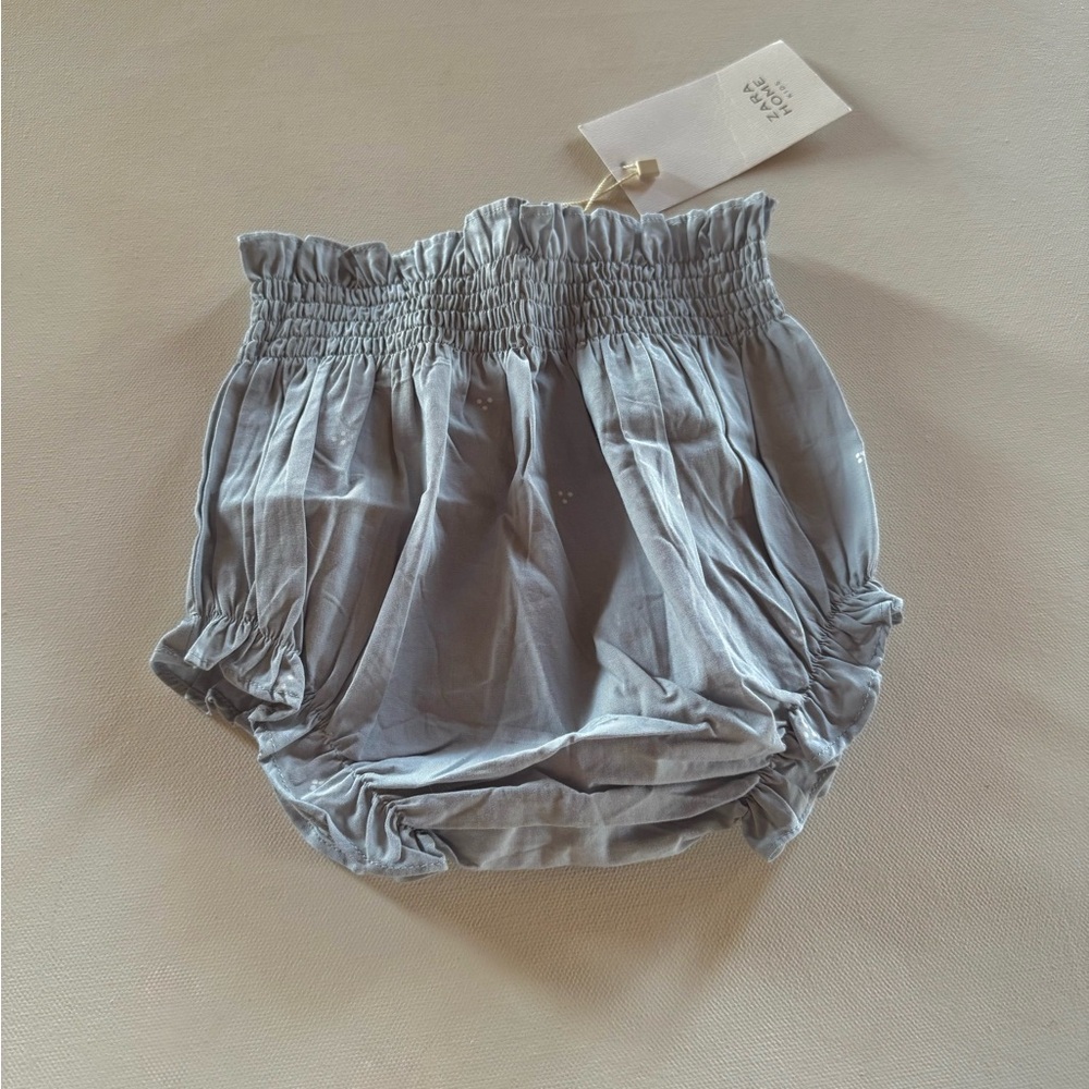 Zara Home powder blue smocked ruffle baby bloomers